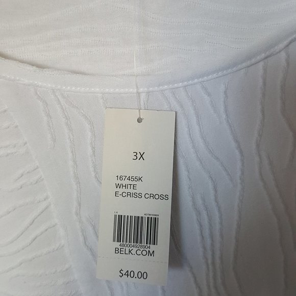Kim Rogers Curvy 3X Top Tunic White CrisCross  NWT - Picture 4 of 7